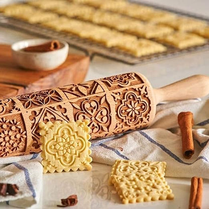 Embossed Cookie Rolling Pin with Amazing Designs